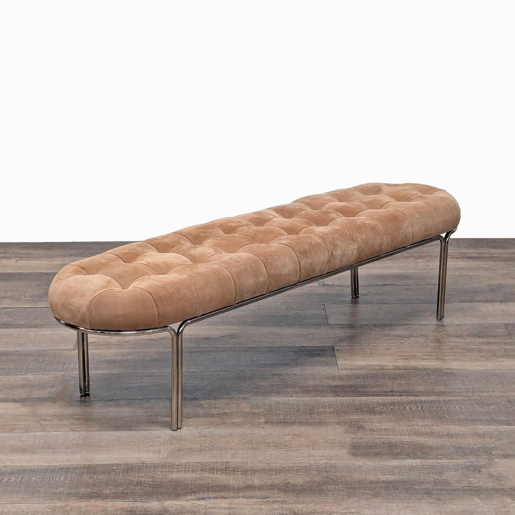 CB2 Luxey Tufted Suede Bench