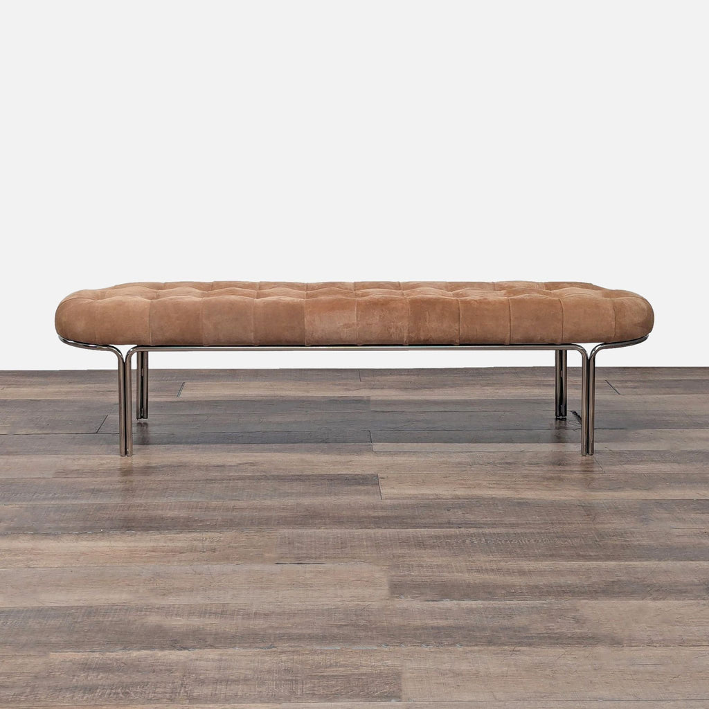 CB2 Luxey Tufted Suede Bench