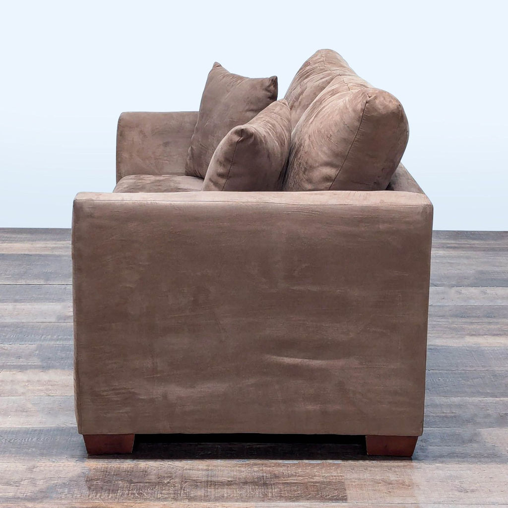 Transitional Brown Microfiber Loveseat with Cushions