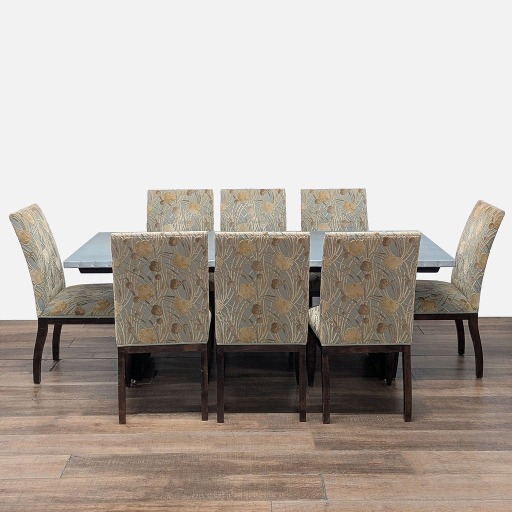 3. Kingston Krafts Trenton dining chairs set of 8, featuring dark wood legs and light floral upholstery, table not included.