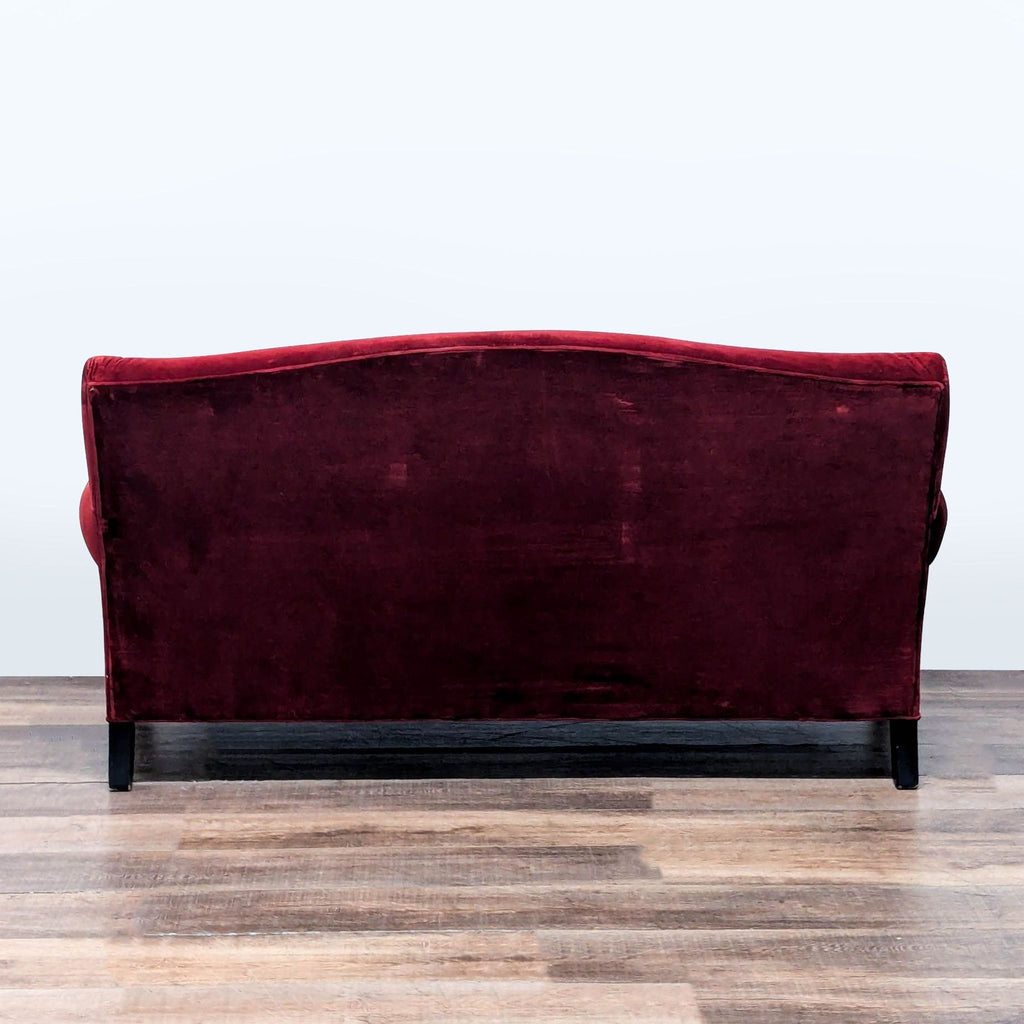 Crate & Barrel Red Velvet Camelback Loveseat