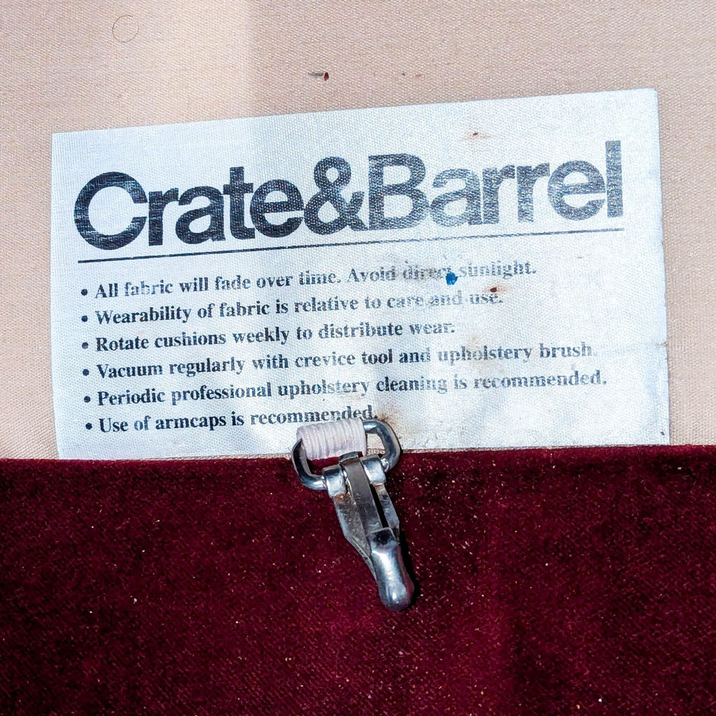 Crate & Barrel Red Velvet Camelback Loveseat