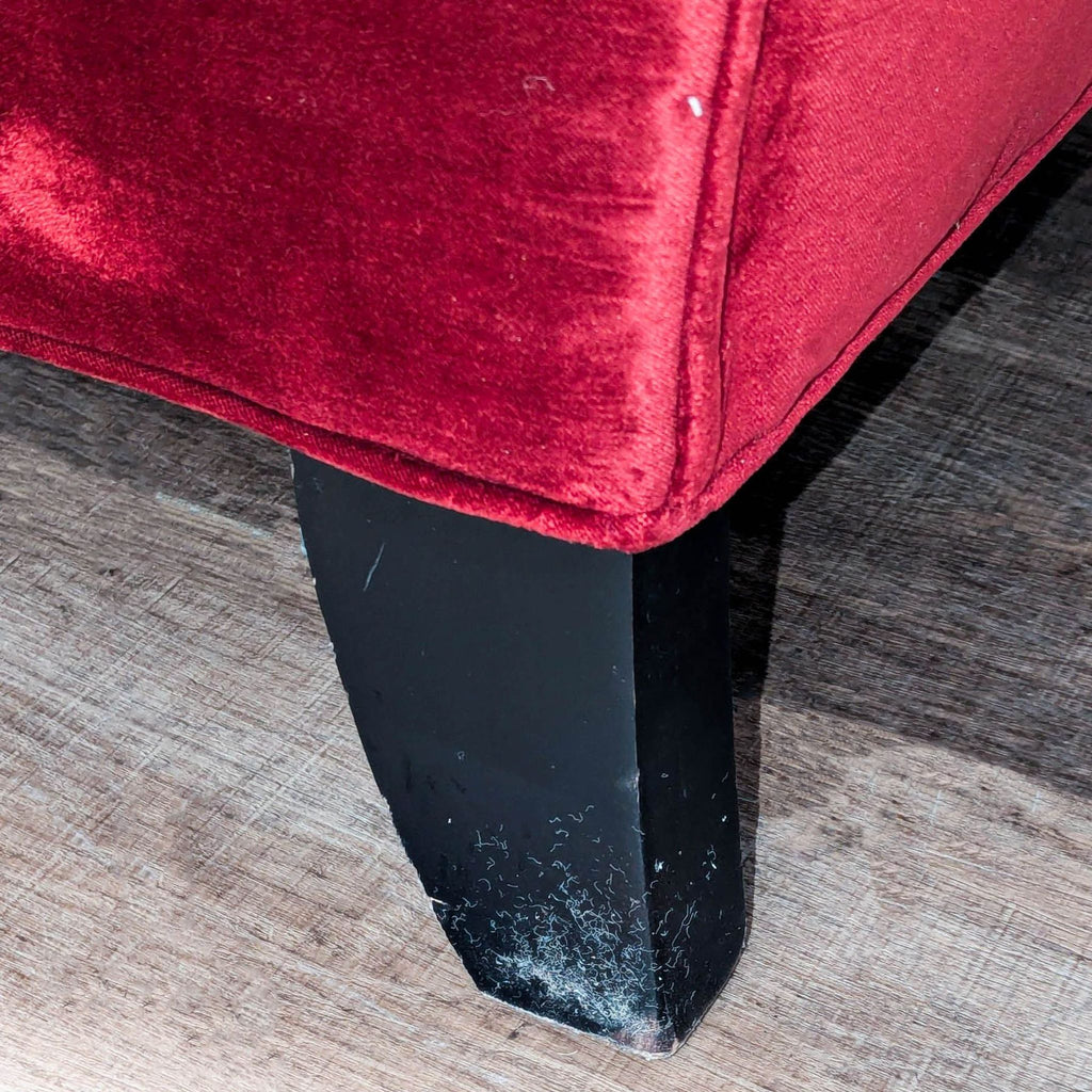 Crate & Barrel Red Velvet Camelback Loveseat