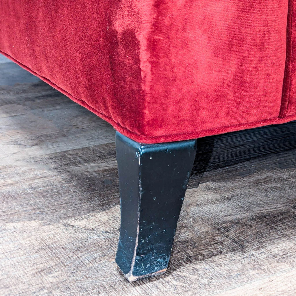 Crate & Barrel Red Velvet Camelback Loveseat