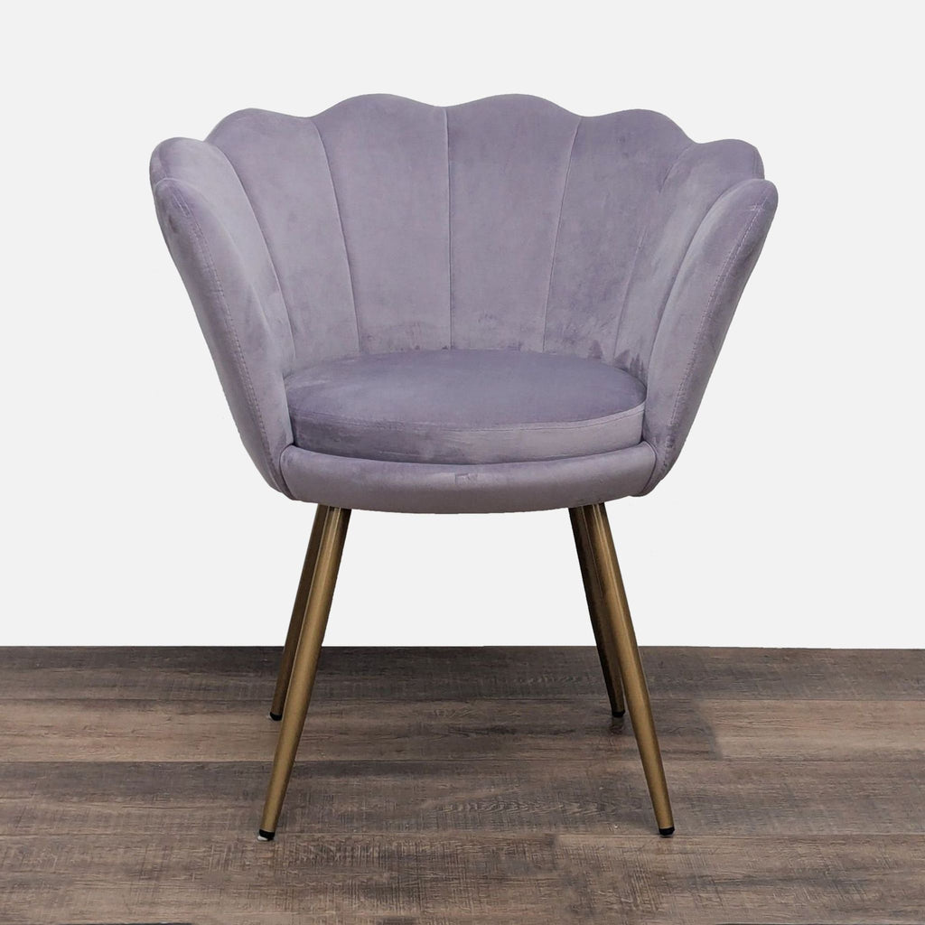 Modern Lavender Velvet Lounge Chair with Gold Legs
