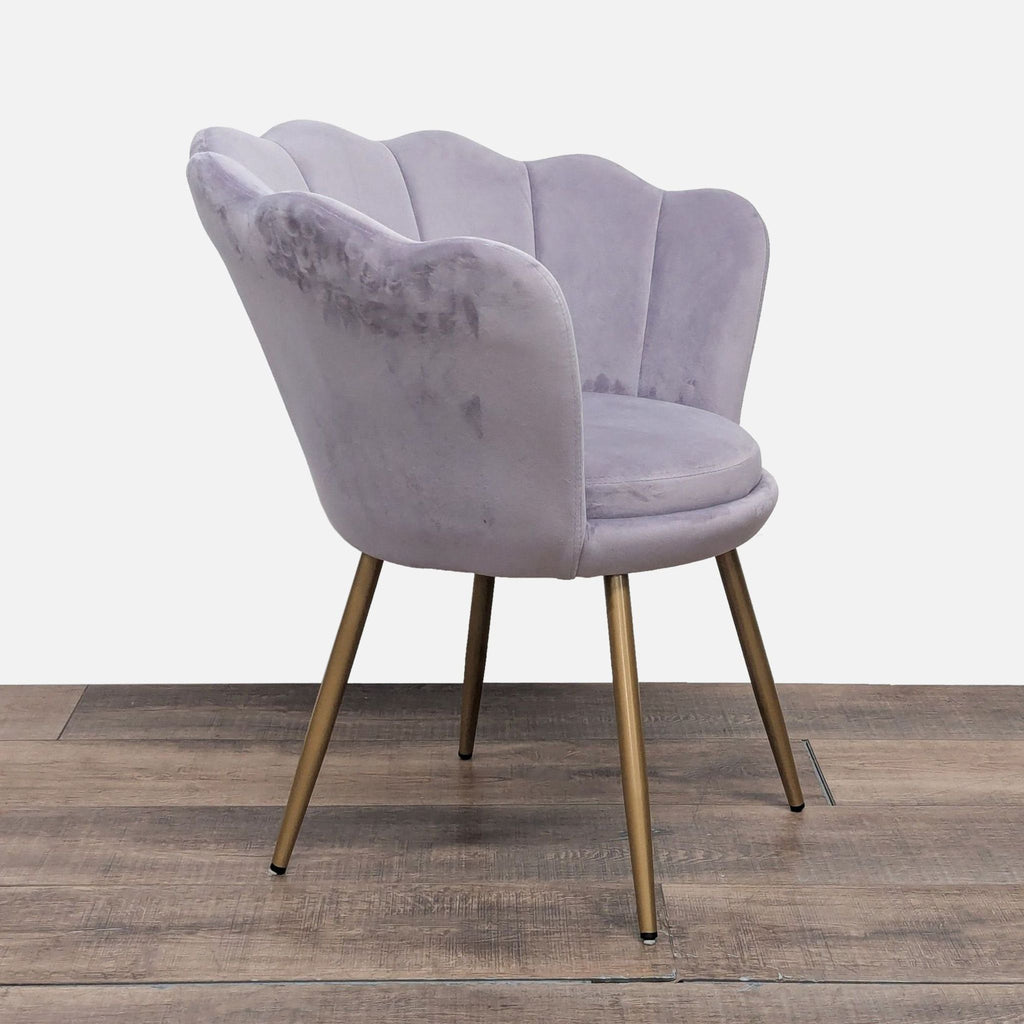 Modern Lavender Velvet Lounge Chair with Gold Legs