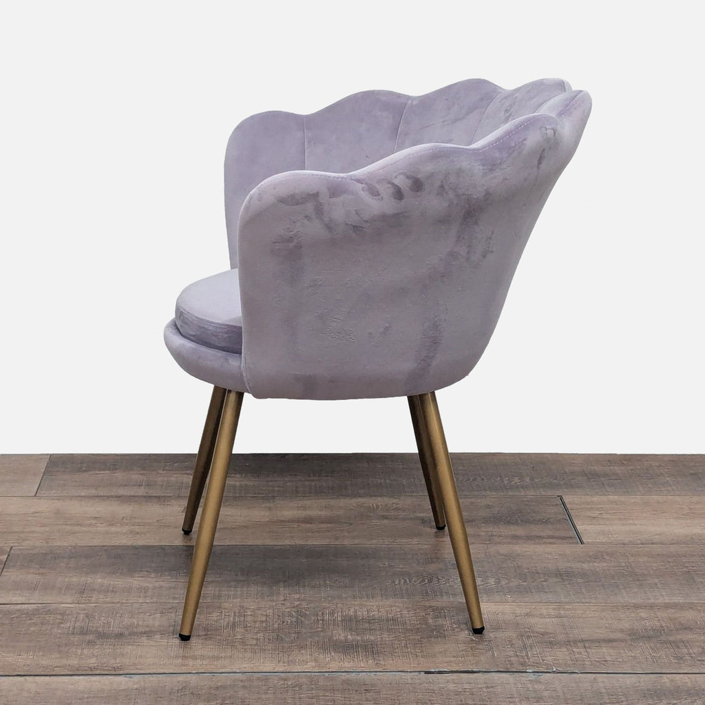 Modern Lavender Velvet Lounge Chair with Gold Legs
