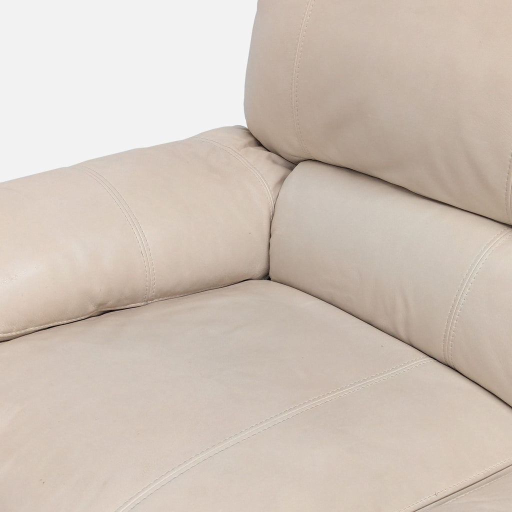 Traditional Cream Leather Reclining Loveseat