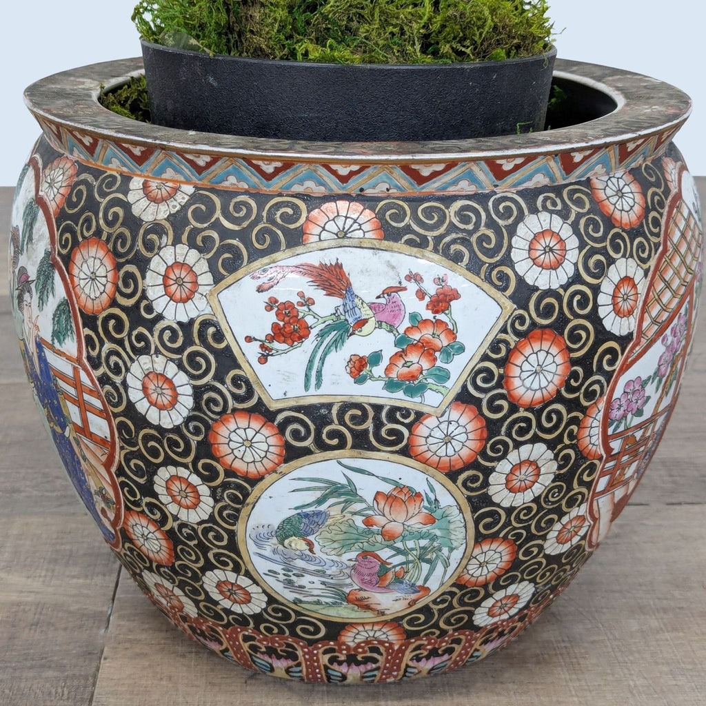 Faux Ficus Tree in a Chinese Ceramic Pot