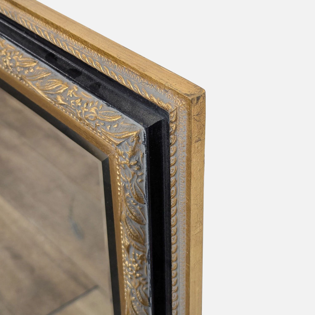 Wood Framed Mirror with Carving and Gilding