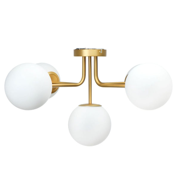 1. Modern ceiling light from Creative Co-Op featuring five frosted opal glass globes and a gold metal frame.