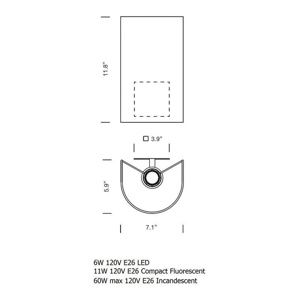 3. Technical drawing of a Santa & Cole lighting fixture, detailing dimensions, lamp compatibility, and installation specifics.