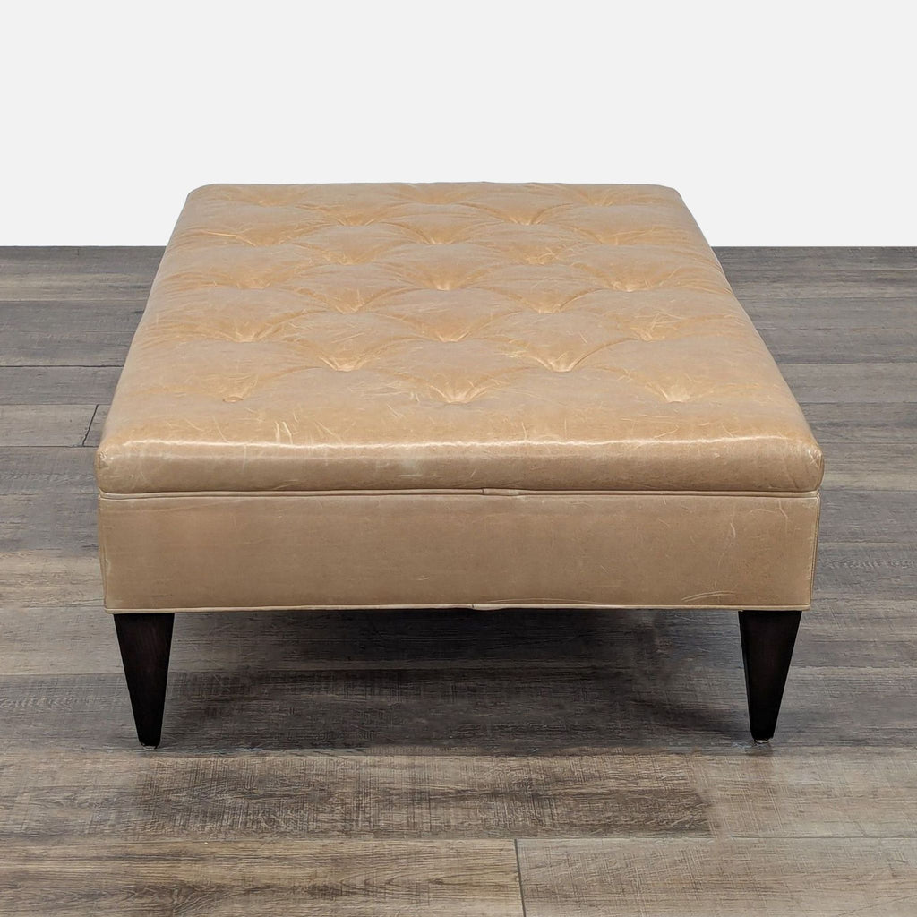 West Elm Button Tufted Leather Bench