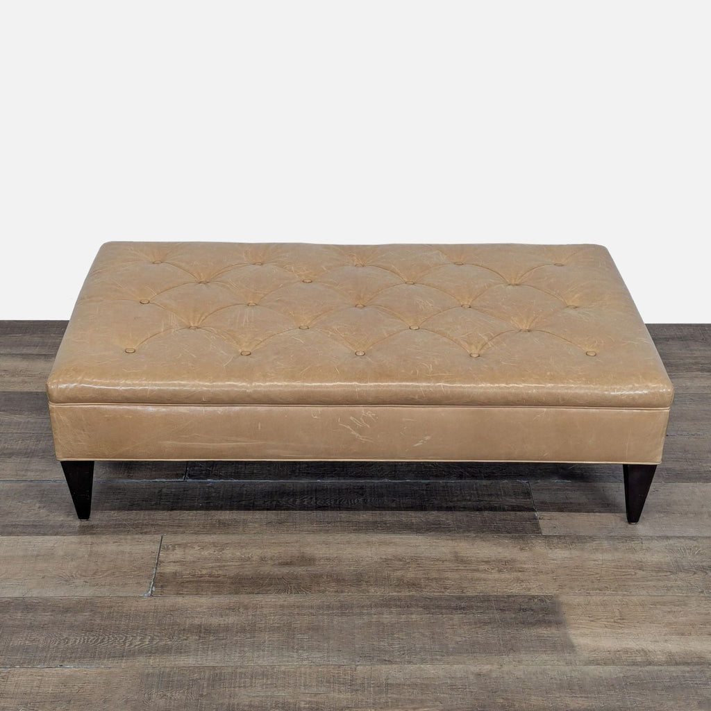 West Elm Button Tufted Leather Bench