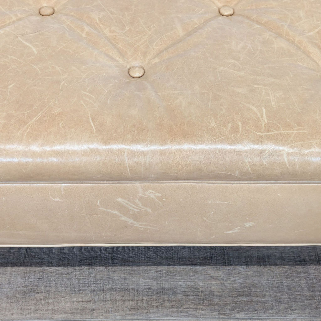 West Elm Button Tufted Leather Bench