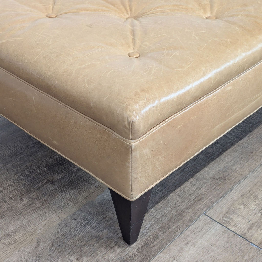 West Elm Button Tufted Leather Bench