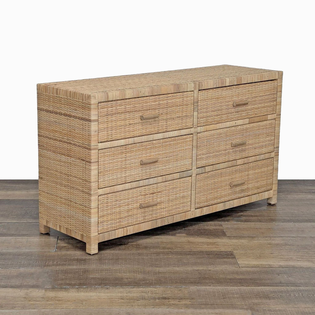 Pottery Barn Cala Rattan 6-Drawer Dresser