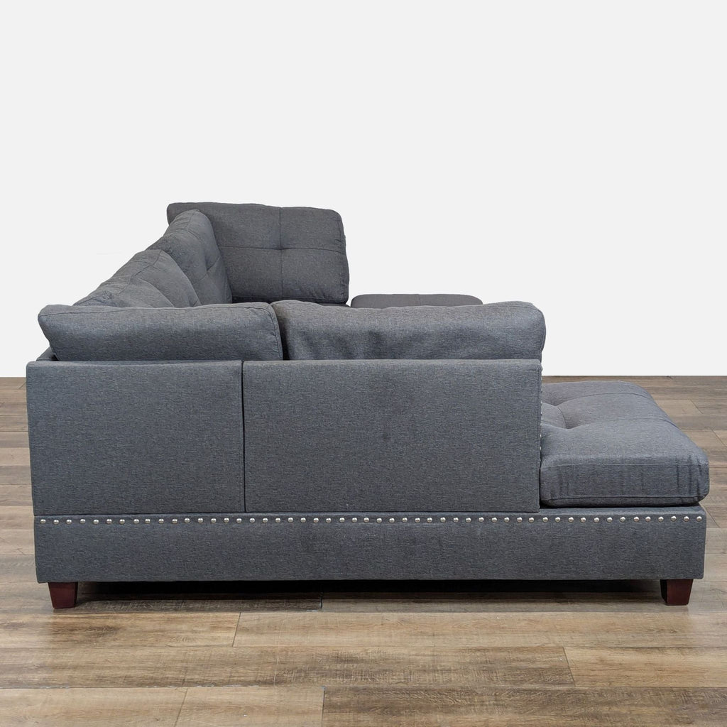 3-PC Modern Gray Fabric Sectional Sofa Set with Reversible Chaise