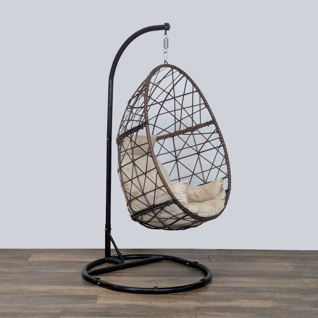 Indoor/Outdoor Weather Resistant Rattan Egg Chair on Stand