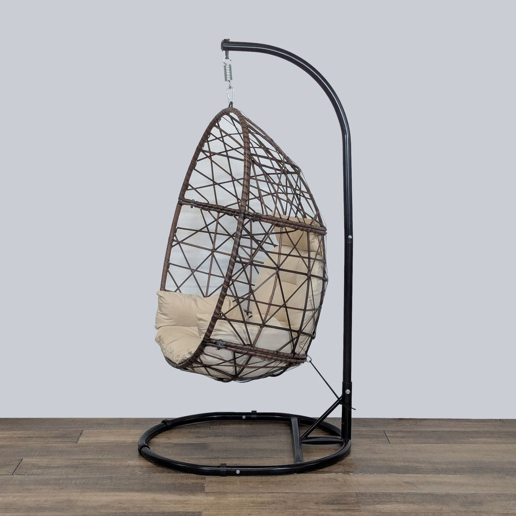 Indoor/Outdoor Weather Resistant Rattan Egg Chair on Stand