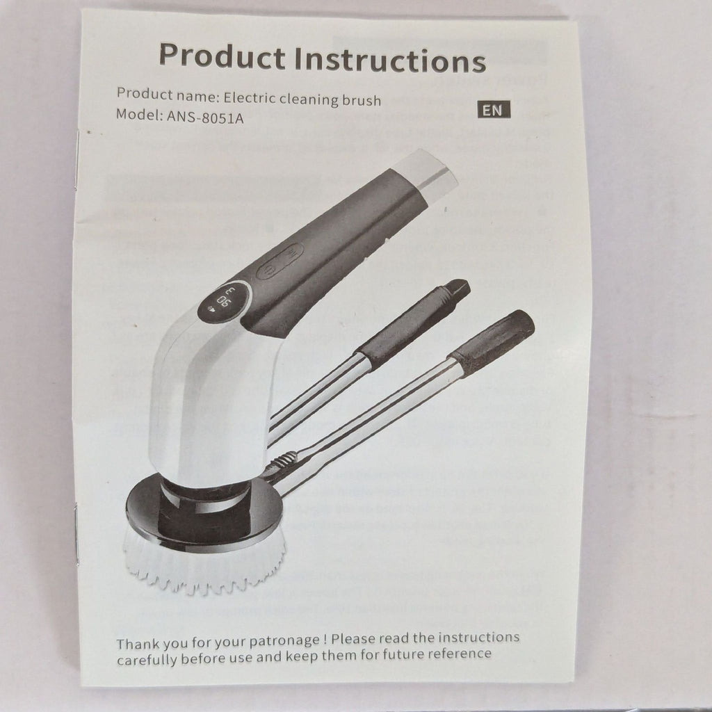 1. Instruction manual for the YKYI ANS-8051A 8-in-1 electric cleaning brush, showing the device and attachments.  