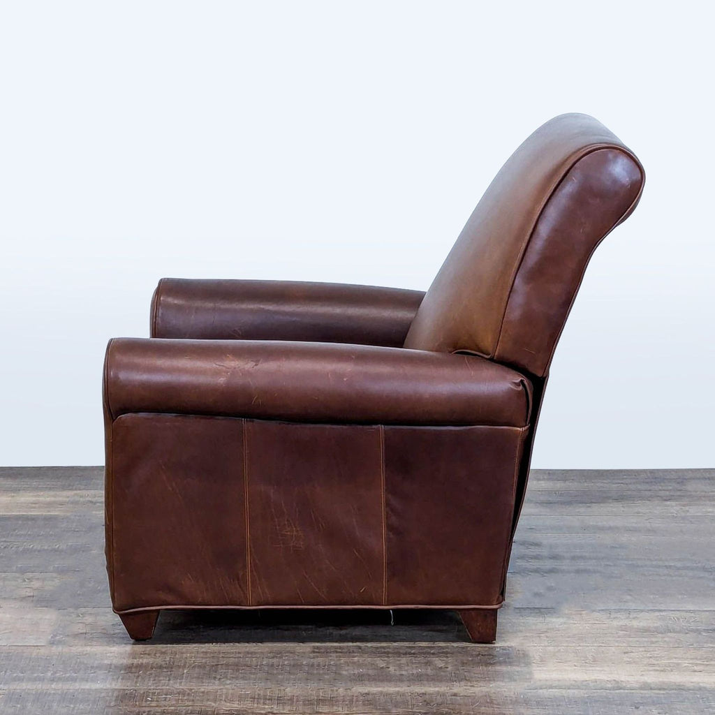 Barcalounger Classic Roll Arm Brown Leather Recliner