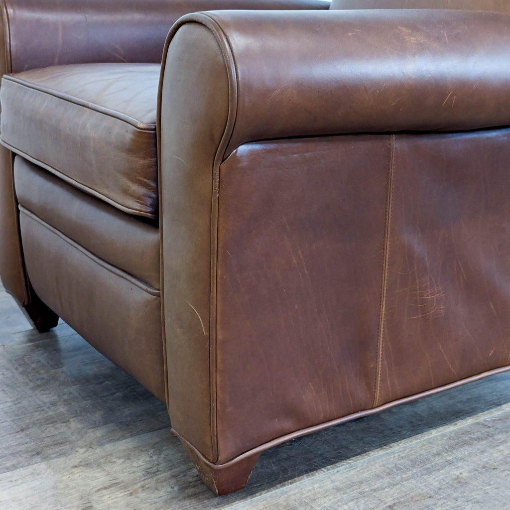 Barcalounger Classic Roll Arm Brown Leather Recliner