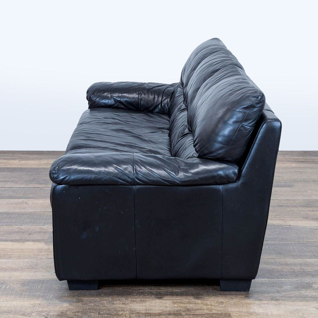 Ashley Furniture 3-Seat Black Leather Sofa