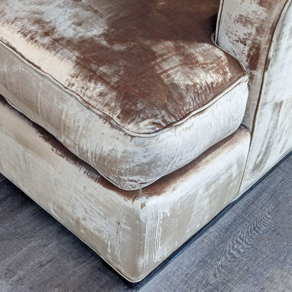 Executive Seating Corp. Gold Velvet Corner Sofa with Decorative Pillow