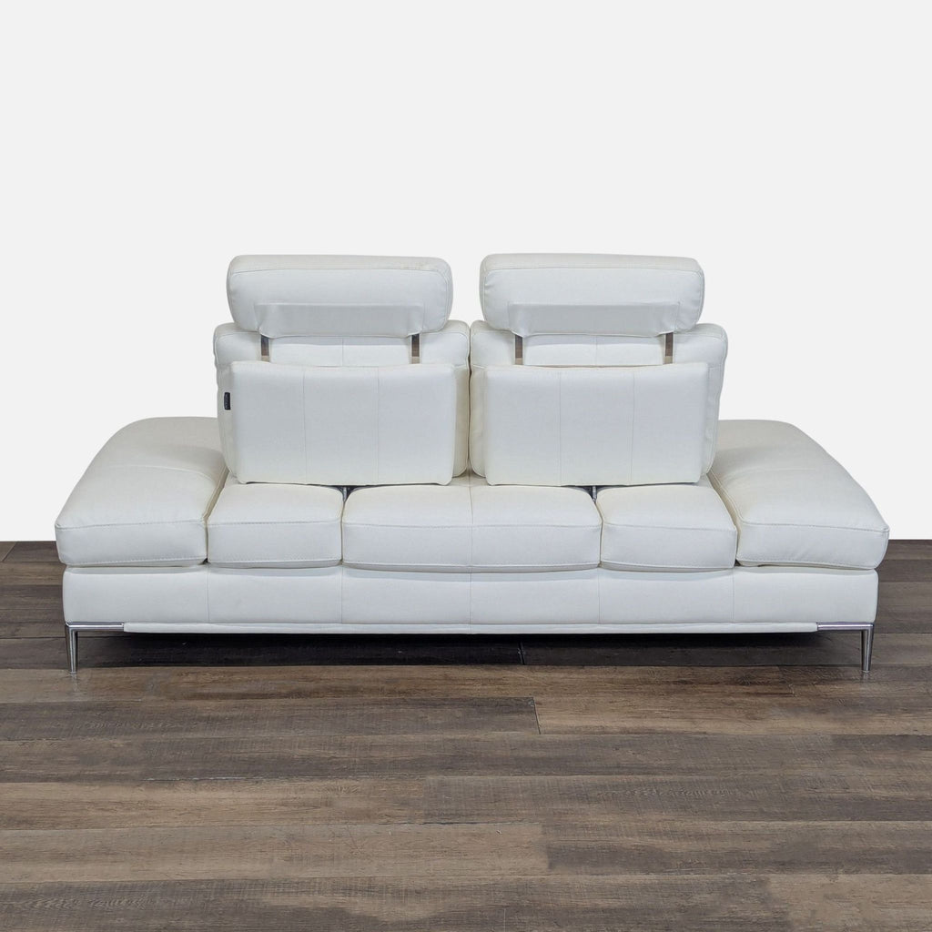 Modani Livio Modern White Leather Loveseat