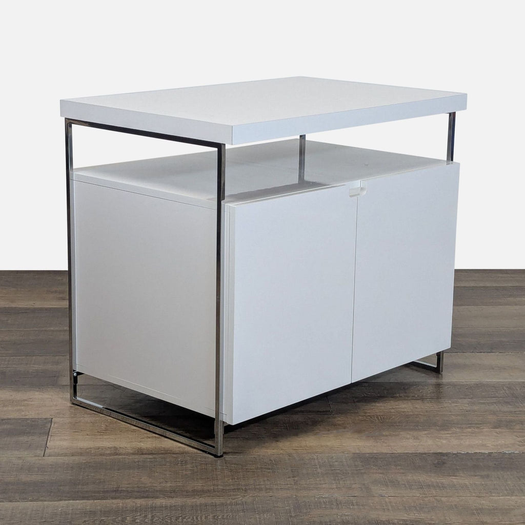 3. Angled view of a Reperch brand cabinet, featuring clean lines, metal accents, and contemporary style.