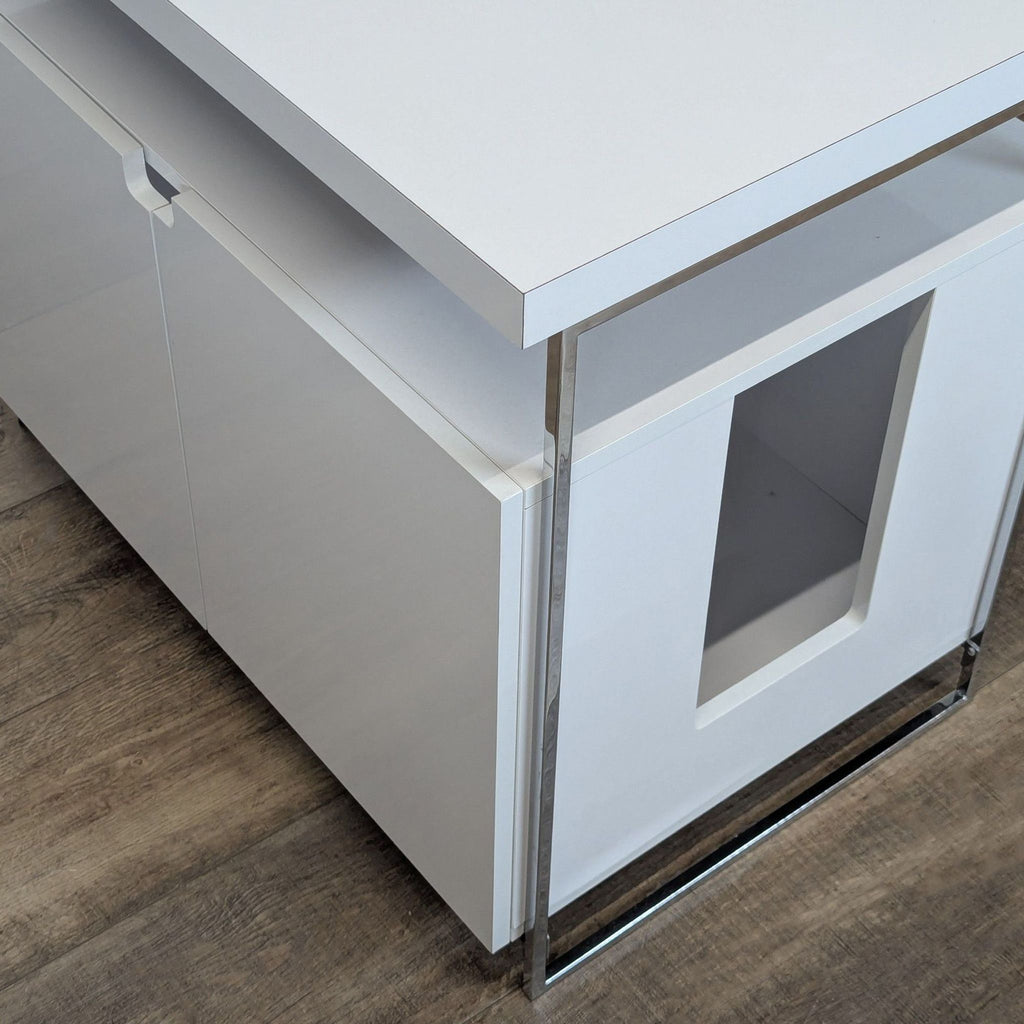 Two Door Storage Cabinet with Open Shelf