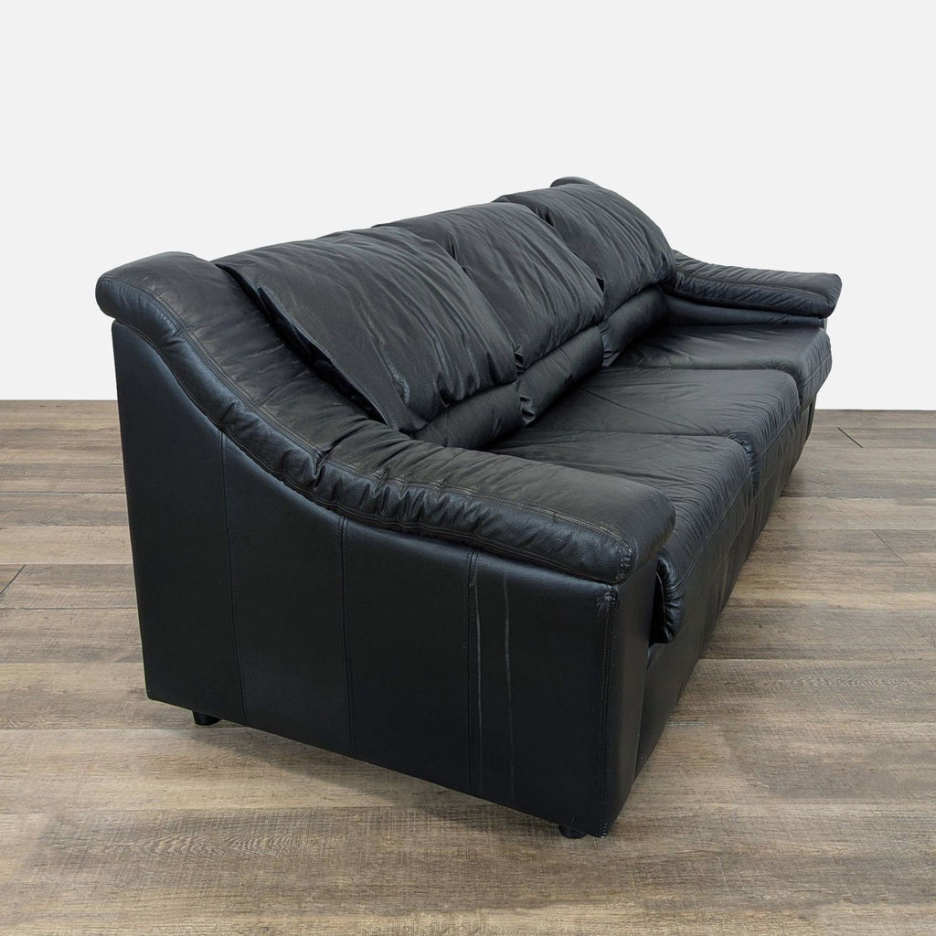 Krause’s Sofa Factory Black Leather Contemporary Sleeper Sofa