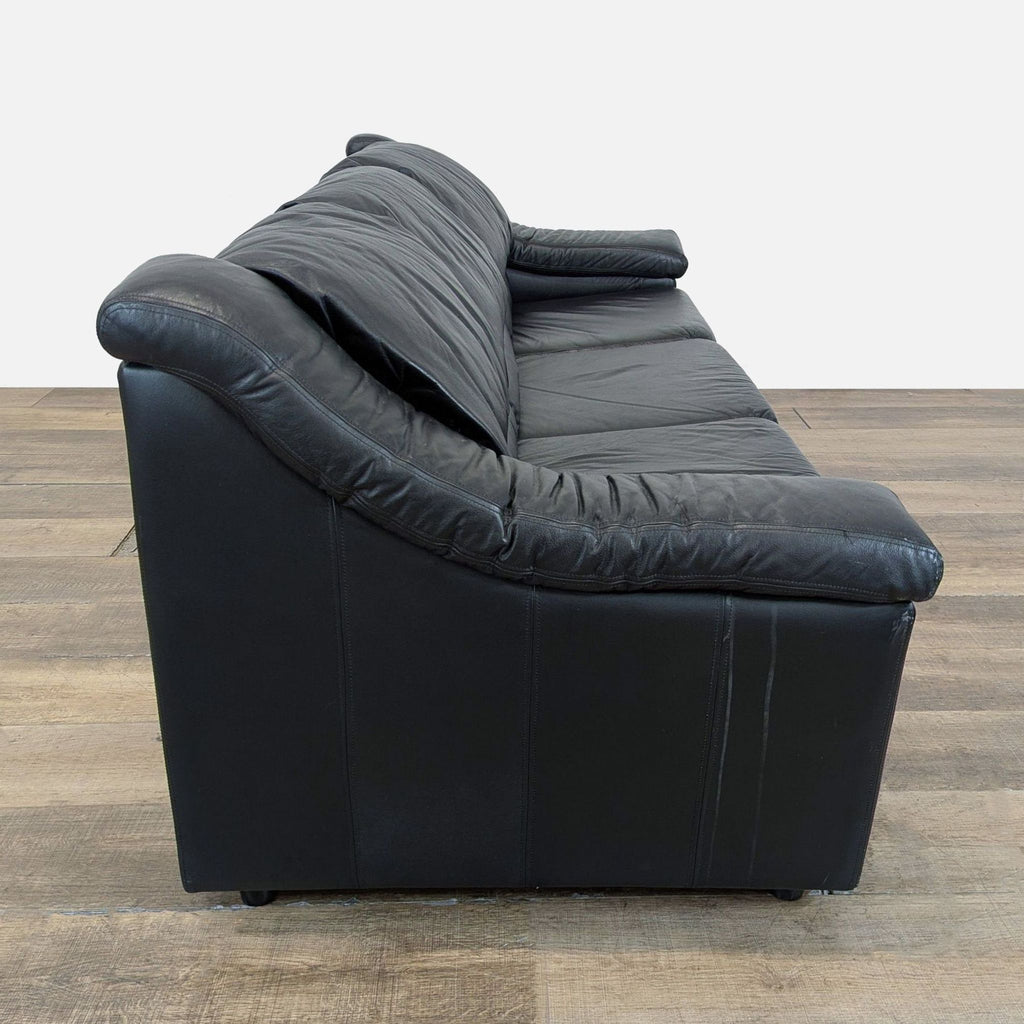 Krause’s Sofa Factory Black Leather Contemporary Sleeper Sofa