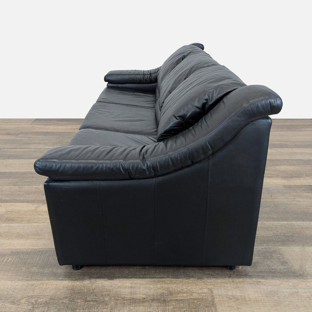 Krause’s Sofa Factory Black Leather Contemporary Sleeper Sofa