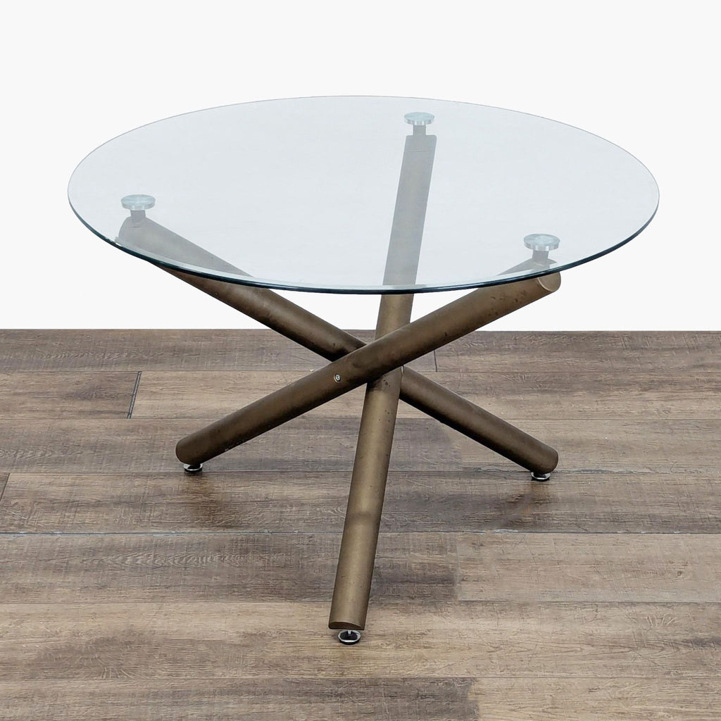 Glass Top Dining Table on Metal Base