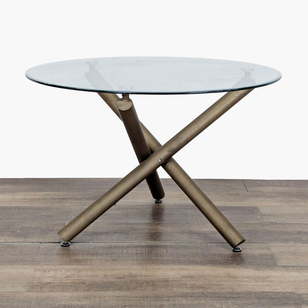 Glass Top Dining Table on Metal Base