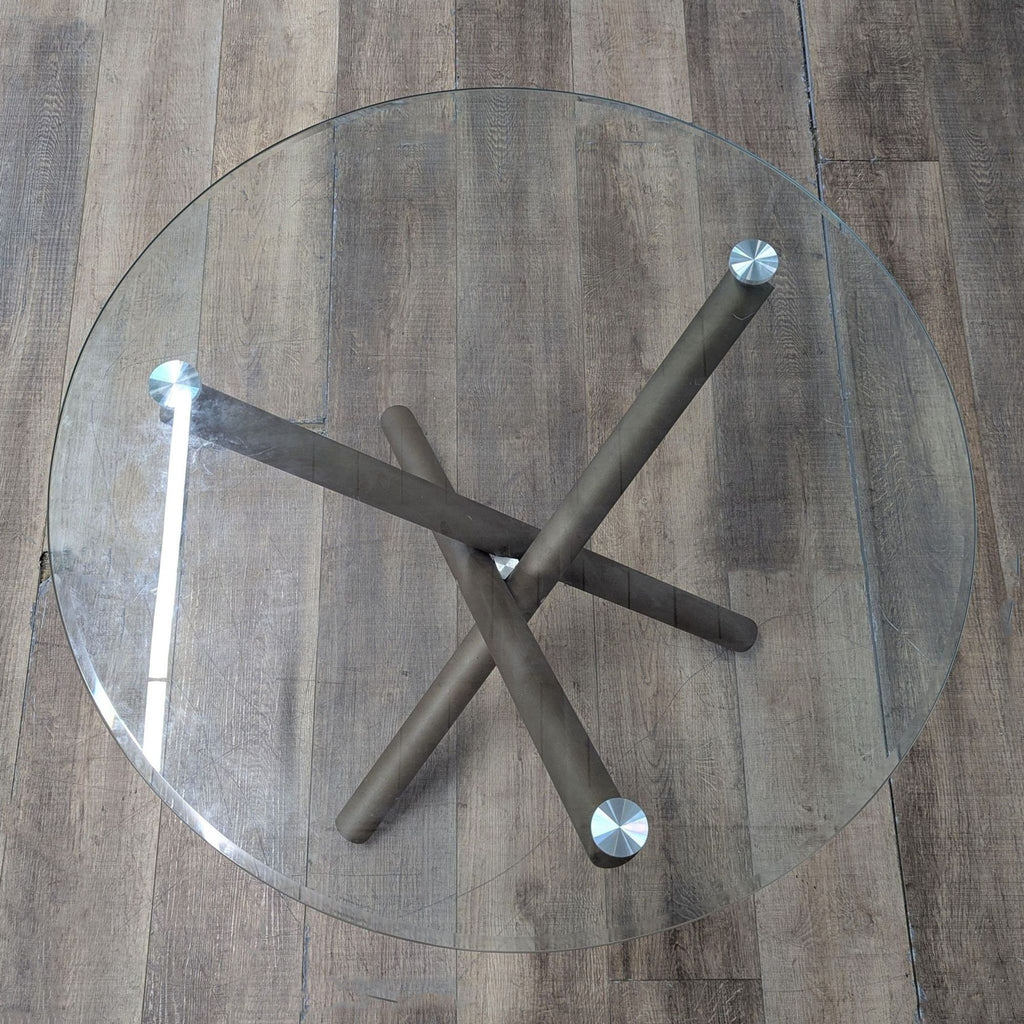 Glass Top Dining Table on Metal Base