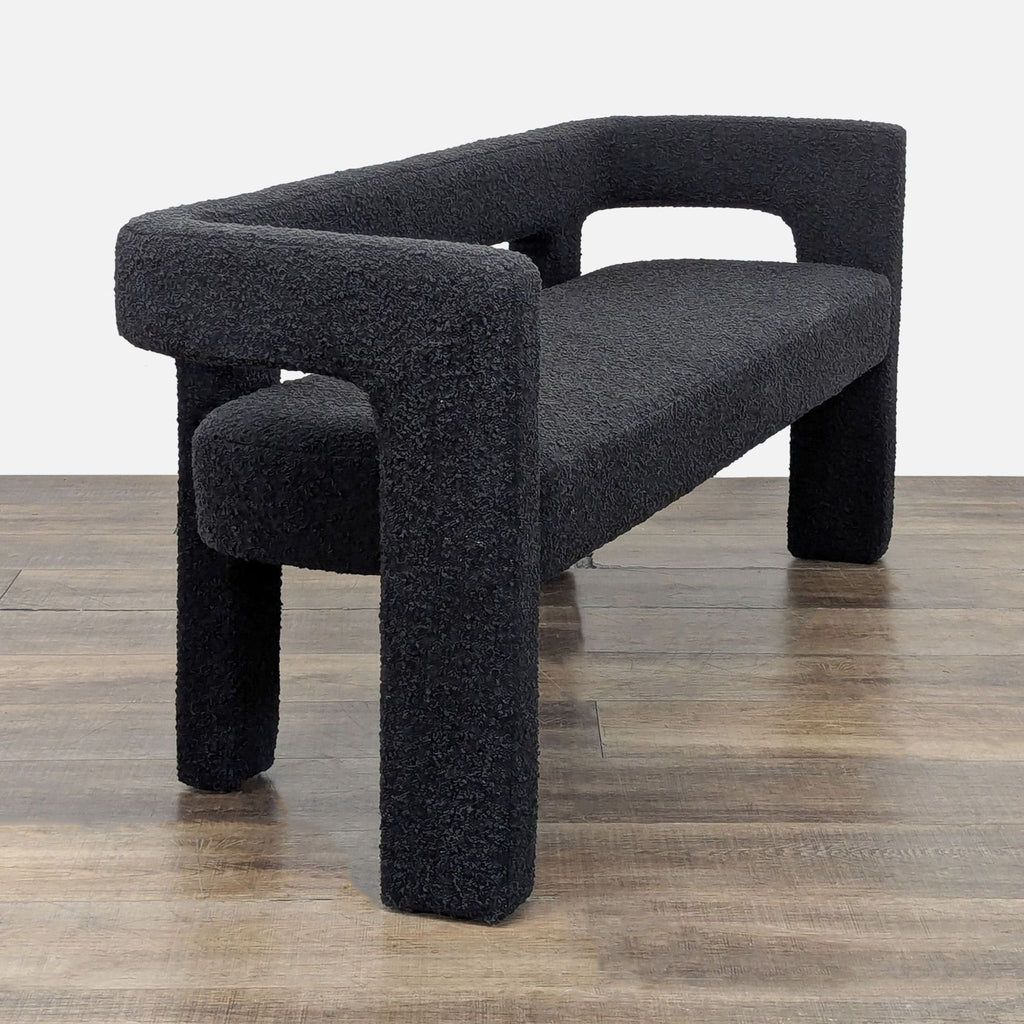 CB2 Stature Black Boucle Bench