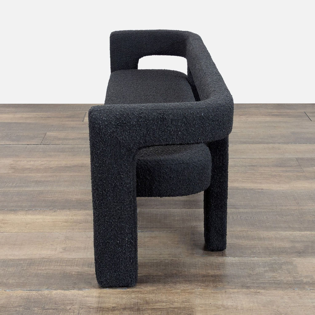 CB2 Stature Black Boucle Bench