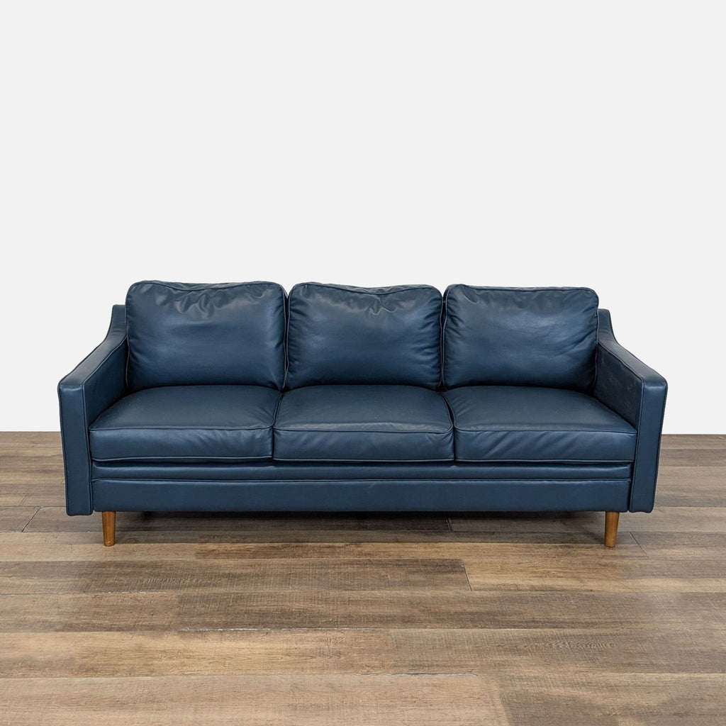 Wayfair Modern Blue Faux Leather Sofa