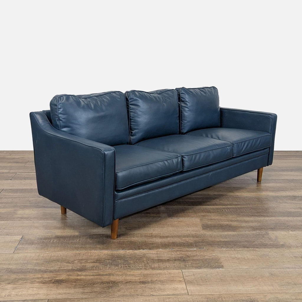 Wayfair Modern Blue Faux Leather Sofa