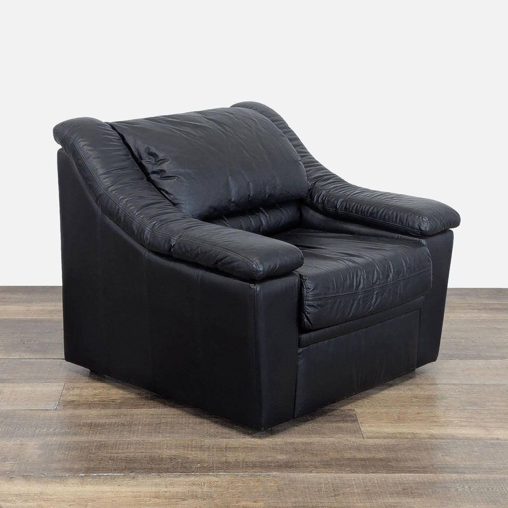 Krause’s Sofa Factory Black Leather Contemporary Chair
