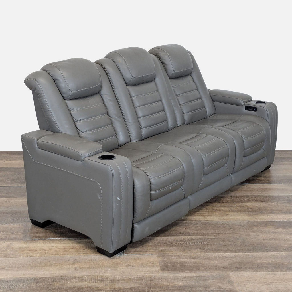 Signature Design by Ashley Backtrack Gray Power Reclining Sofa