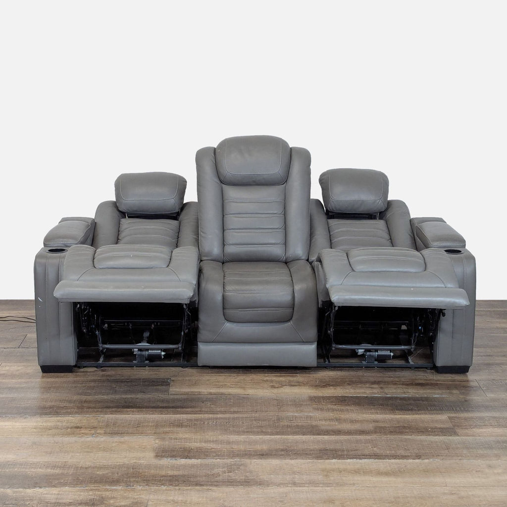 Signature Design by Ashley Backtrack Gray Power Reclining Sofa