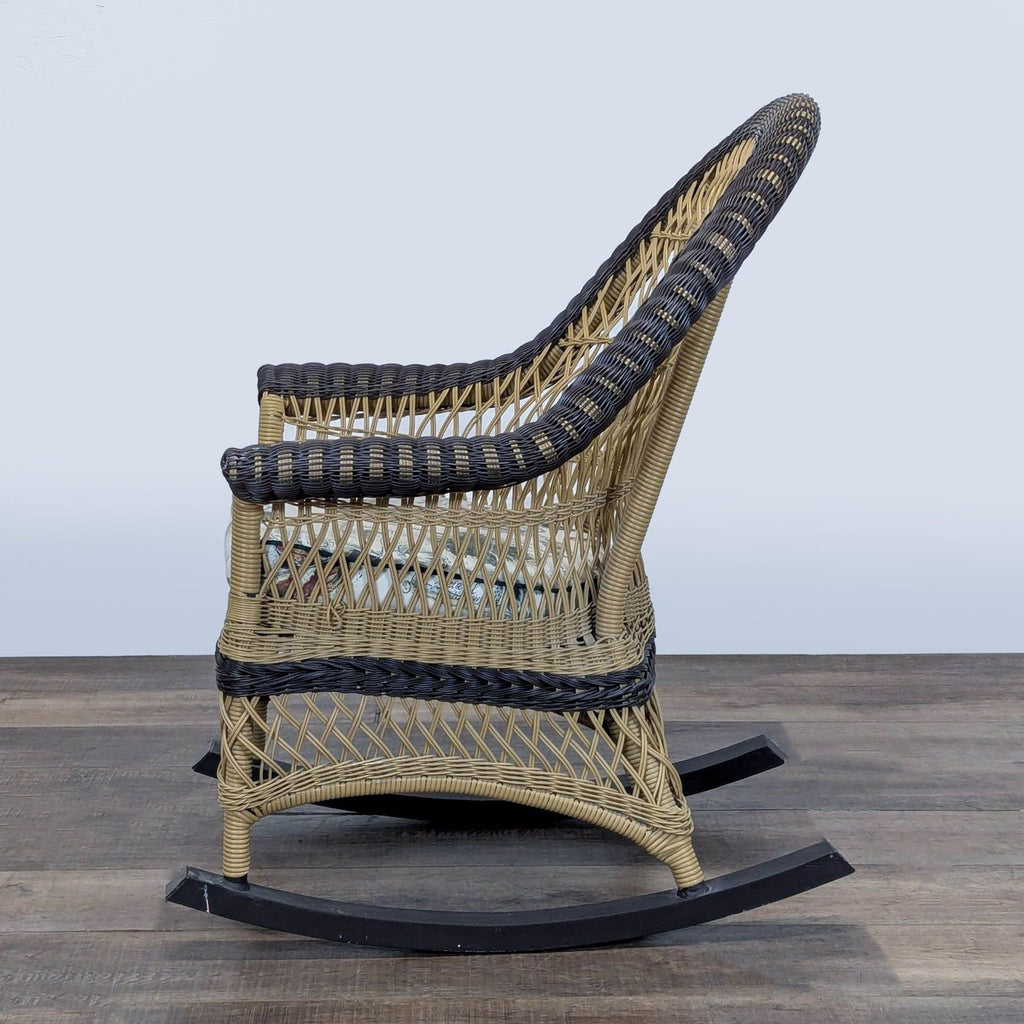 Classic Wicker Lounge Rocking Chair with Cushion