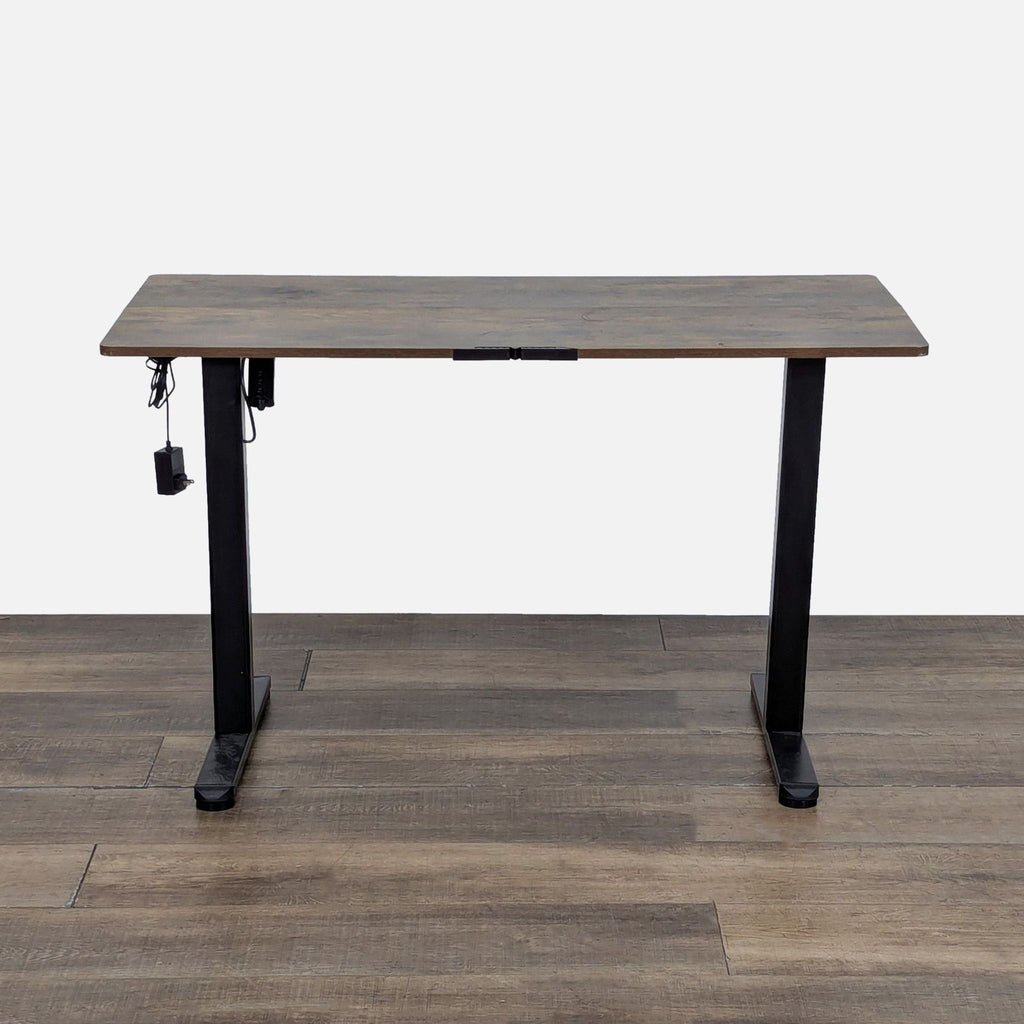 Electric Height Adjustable Standing Desk with Wood Finish
