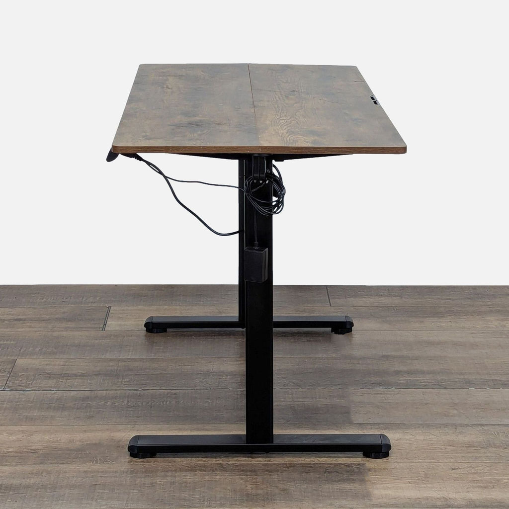 Electric Height Adjustable Standing Desk with Wood Finish