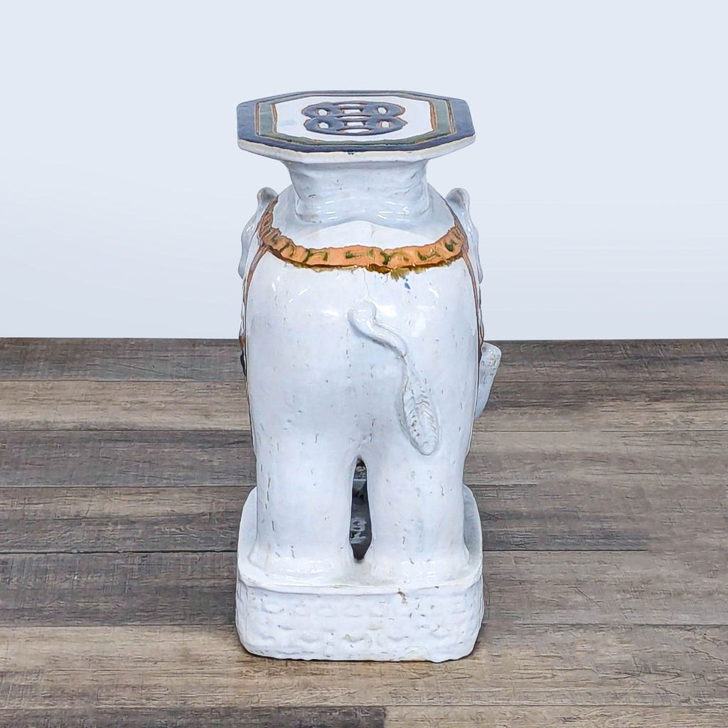 Mid-Century White Elephant Chinese Ceramic Garden Stool
