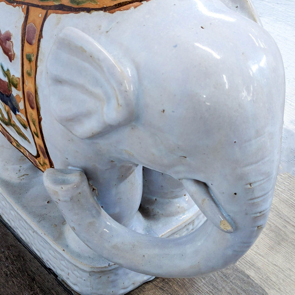 Mid-Century White Elephant Chinese Ceramic Garden Stool